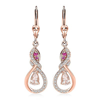 D'Joy Premium Marropino Morganite and Multi Gemstone 1.30 ctw Infinity Love Earrings in 18K Vermeil Rose Gold Over Sterling Silver