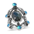 Sajen Silver Malagasy Labradorite and Multi Gemstone Ring in Rhodium Over Sterling Silver (Size 10.0) 6.25 ctw - Sticky add to cart bar