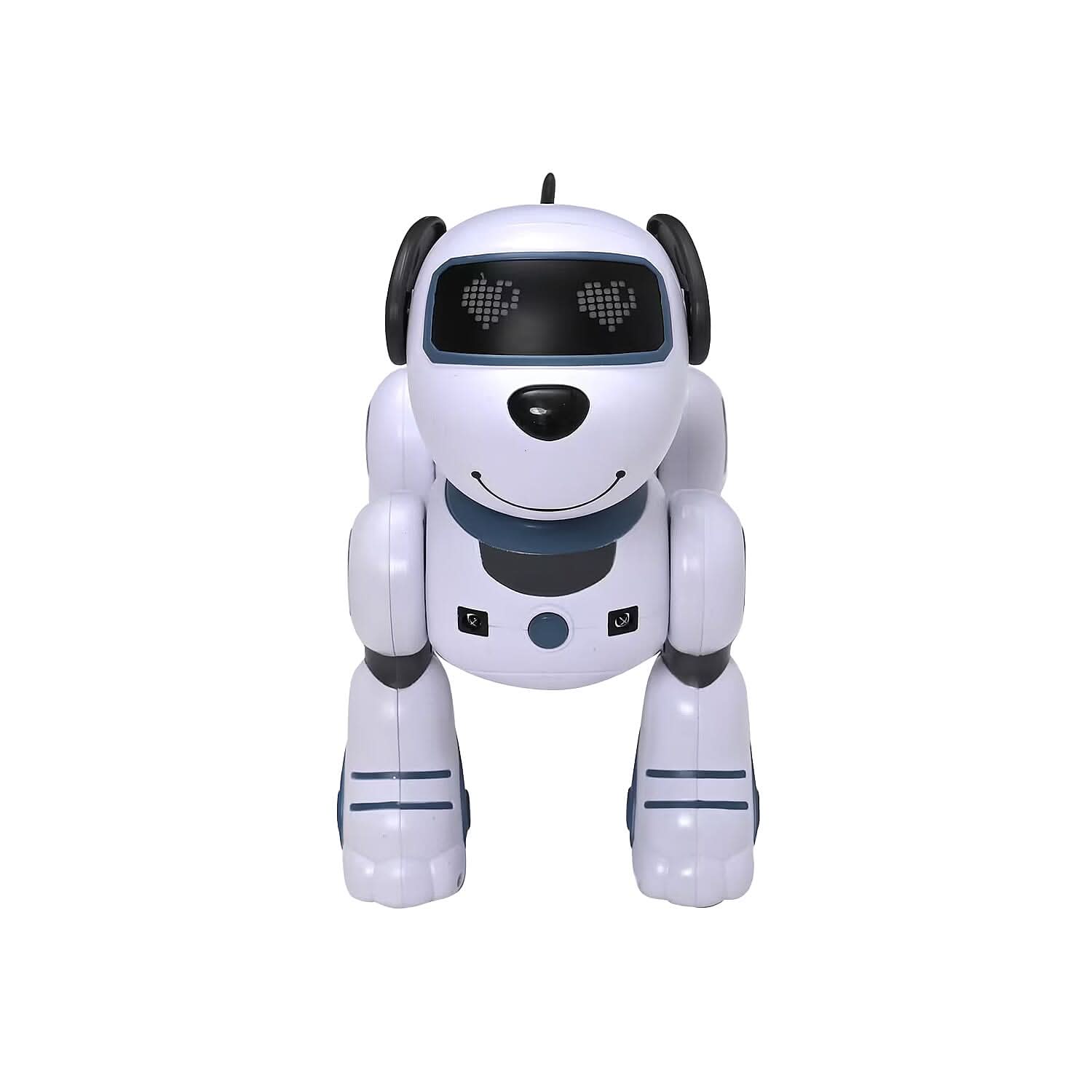 Multi-Functional Robotic Stunt Toy Dog with Remote Control and LED Eyes - Gray