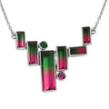 Sajen Silver Watermelon Quartz (Triplet) and Celestial Pink and Green Quartz 18.15 ctw Necklace in Rhodium Over Sterling Silver 18 Inches - Sticky add to cart bar