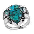Sajen Silver Recon Turquoise and Blue Apatite Ring in Rhodium Over Sterling Silver (Size 10.0) 10.20 ctw - Sticky add to cart bar