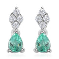 Boyaca Colombian Emerald and Moissanite 0.85 ctw Drop Earrings in Rhodium Over Sterling Silver - Sticky add to cart bar
