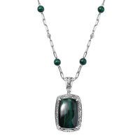 African Malachite Necklace (18 Inches) in Platinum Over Copper 69.80 ctw