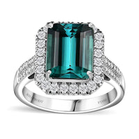 Rhapsody 950 Platinum AAAA Pirineu Lagoon Tourmaline, Diamond (E-F, VS) (0.95 cts) Ring (Size 6.0) 5.50 ctw