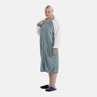 Seafoam and White Polyester Fluffy Button-up House Lounger with 2 Pocket (24"x44")