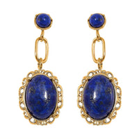 Lapis Lazuli Dangle Earrings ION Plated YG Stainless Steel 8.60 ctw