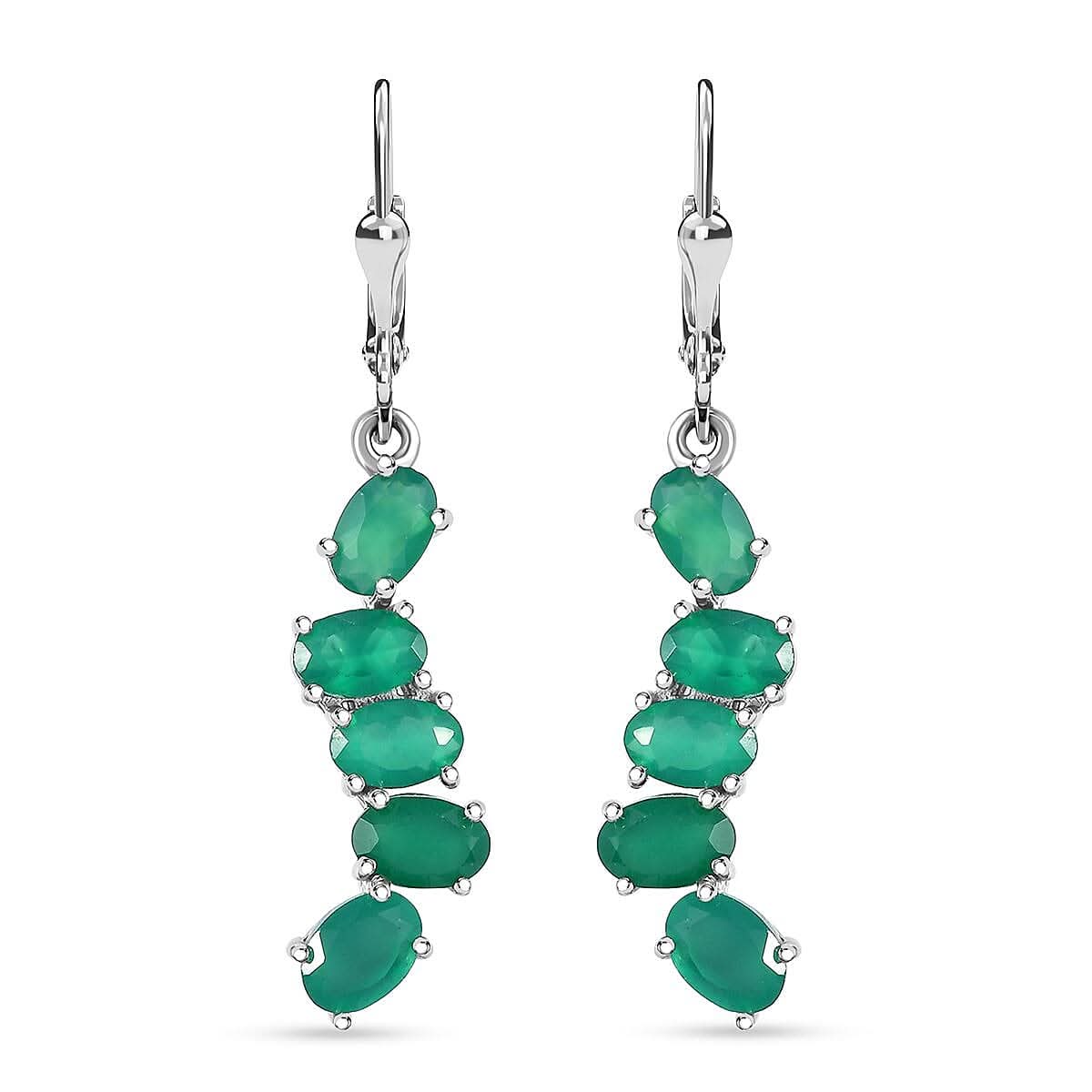 Verde Onyx 4.30 ctw Cascade of Dew Earrings in Rhodium Over Sterling Silver