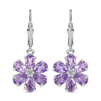 Moroccan Rose and Moissanite 4.65 ctw Flower Earrings in Rhodium Over Sterling Silver