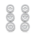 Moissanite 5.00 ctw 3 Halo Dancing Earrings in Rhodium Over Sterling Silver - Sticky add to cart bar