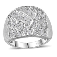 GP Royal Art Deco Collection Diamond Ring in Platinum Over Sterling Silver (Size 7.0) 0.50 ctw
