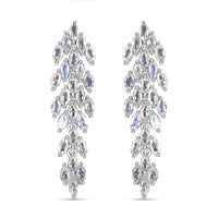 D'Joy Premium Moon Glow Moonstone 4.15 ctw Moonlight Waterfall Earrings in Rhodium Over Sterling Silver