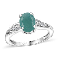 Premium Grandidierite, White Zircon Ring in Rhodium Over Sterling Silver (Size 10.0) 1.40 ctw