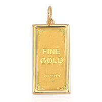 24K Yellow Gold Ingot 21x10.67x0.8MM Pendant without Chain Bar (1g) in 14K Gold Frame (0.45g) (Total 1.4gm)