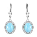 Larimar and White Zircon 5.10 ctw Lever Back Whale Earrings in Rhodium Over Sterling Silver - Sticky add to cart bar
