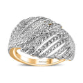 Karis Diamond Accent Bypass Feather Ring in Rhodium and 18K YG Plated (Size 10) - Sticky add to cart bar