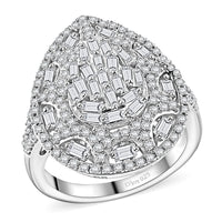 TLV White Diamond Ring in Rhodium Over Sterling Silver (Size 6.0) 1.00 ctw