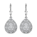 White Diamond 1.00 ctw Lever Back Earrings in Rhodium Over Sterling Silver - Sticky add to cart bar