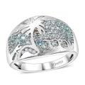 Lagoon Apatite, Brown and White Zircon Ring in Rhodium Over Sterling Silver (Size 10.0) 0.85 ctw - Sticky add to cart bar