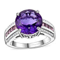 African Amethyst, Multi Gemstone Ring in Rhodium Over Sterling Silver (Size 10.0) 4.15 ctw - Sticky add to cart bar