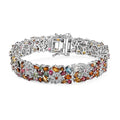 D'Joy Multi-Tourmaline and Moissanite 18.50 ctw Celestial Garden Bracelet in Rhodium Over Sterling Silver (7.25 In) - Sticky add to cart bar