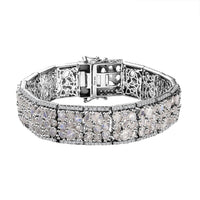 Epic Deal Moon Glow Stone, White Zircon Bracelet in Rhodium Over Sterling Silver (7.25 In) 29.10 ctw