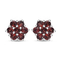 Mozambique Garnet Floral Stud Earrings in Stainless Steel 2.15 ctw - Sticky add to cart bar