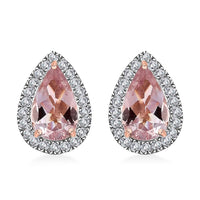 Luxoro AAAA Pink Morganite and G-H I2 Diamond 1.83 ctw Stud Earrings in 14K Rose Gold