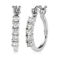 EverTrue White Zircon 1.75 ctw Hoop Earrings in Stainless Steel