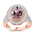 Certified & Appraised Iliana AAA Pink Morganite, SI Natural Pink and White Diamond 2.67 ctw Ring in 18K Rose Gold (Size 7.0) 6.20 Grams - Sticky add to cart bar