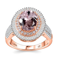Certified & Appraised Iliana AAA Pink Morganite, SI Natural Pink and White Diamond 2.67 ctw Ring in 18K Rose Gold (Size 7.0) 6.20 Grams