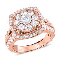10K Rose Gold G-H SI Diamond Square Shaped Ring (Size 5.0) 7.30 Grams 2.00 ctw