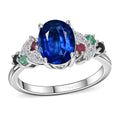 Kashmir Kyanite, Multi Gemstone Ring in Rhodium Over Sterling Silver (Size 6.0) 3.00 ctw - Sticky add to cart bar
