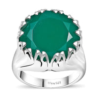 Verde Onyx 11.00 ctw Solitaire Ring in Rhodium Over Sterling Silver