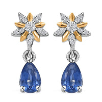 D'Joy Kashmir Kyanite and White Zircon 1.20 ctw Drop Earrings in Vermeil YG and Rhodium Over Sterling Silver