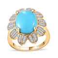 Premium Sleeping Beauty Turquoise, White Zircon Ring in 18K Vermeil YG Sterling Silver (Size 10.0) 4.75 ctw - Sticky add to cart bar