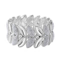 White Austrian Crystal Stretch Bracelet in Sterling Silver (7.25 In) - Sticky add to cart bar