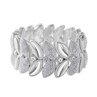 White Austrian Crystal Stretch Bracelet in Sterling Silver (7.25 In)
