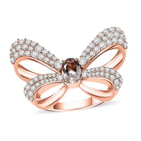 Pink Morganite and Moissanite 1.70 ctw Ring in 18K Vermeil Rose Gold Over Sterling Silver