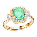 Certified & Appraised Luxoro 14K Yellow Gold AAA Boyaca Colombian Emerald, Diamond (I2) (0.29 cts) Ring (Size 10.0) 2.00 ctw - Sticky add to cart bar