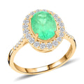Certified & Appraised Luxoro 14K Yellow Gold AAA Boyaca Colombian Emerald, Diamond (I2) (0.49 cts) Ring (Size 10.0) 2.65 ctw - Sticky add to cart bar
