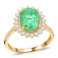 Certified & Appraised Luxoro AAA Boyaca Colombian Emerald and I2 Diamond 3.85 ctw Ring in 14K Yellow Gold - Sticky add to cart bar