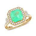 Certified & Appraised Luxoro 14K Yellow Gold AAA Boyaca Colombian Emerald, Diamond (I2) (0.36 cts) Ring (Size 10.0) 3.00 ctw - Sticky add to cart bar