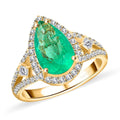Certified & Appraised Luxoro 14K Yellow Gold AAA Boyaca Colombian Emerald, Diamond (I2) (0.74 cts) Ring (Size 10.0) (4.68 g) 3.60 ctw - Sticky add to cart bar