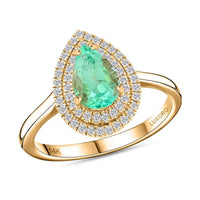 Certified & Appraised Luxoro AAA Boyaca Colombian Emerald and I2 Diamond 1.50 ctw Ring in 14K Yellow Gold 4.25 Grams