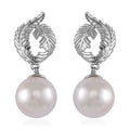White Shell Pearl Drop Earrings in Silvertone - Sticky add to cart bar