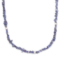 Tanzanite and Freshwater Pearl 172.00 ctw Chips Necklace 36 Inches