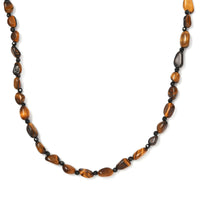 Tiger's Eye and Thai Black Spinel 88.00 ctw Necklace in Stainless Steel 20 Inches