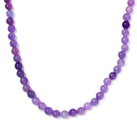 Purple Jade (D) 123.00 ctw Beaded Necklace in Stainless Steel 20 Inches
