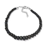 Andamooka Opal 45.00 ctw Beaded Bracelet in Rhodium Over Sterling Silver (7.25 In)
