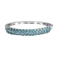 Betroka Blue Apatite Bangle Bracelet in Rhodium Over Sterling Silver (6.50 In) 10.60 ctw
